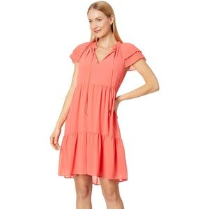 Vince Camuto Chiffon Pleated Sleeve Float Dress